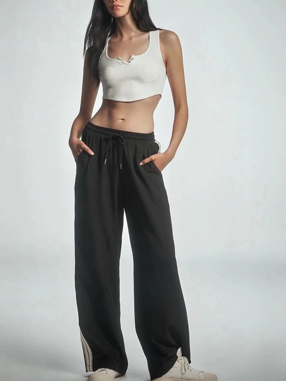 Anthropologie Black & White Track Pants Size XS NWT